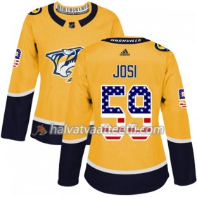 Naisten NHL Nashville Predators Pelipaita Roman Josi 59 Adidas 2017-2018 Kulta USA Flag Fashion Authentic